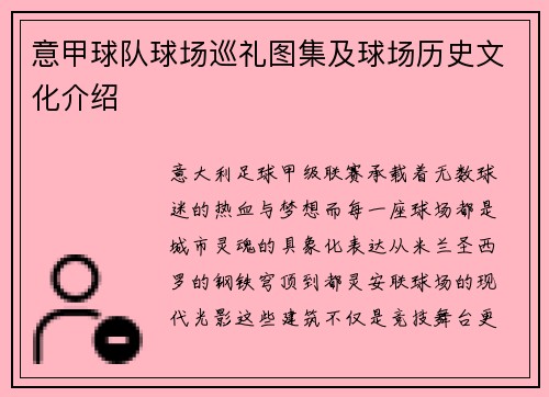 意甲球队球场巡礼图集及球场历史文化介绍